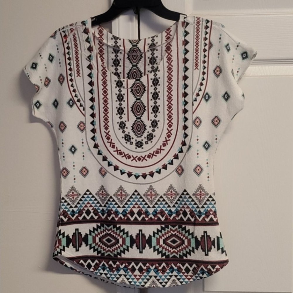 Gaze USA Aztec Tribal Pattern Blouse Size M - EUC